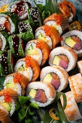 sushi set on the stone background