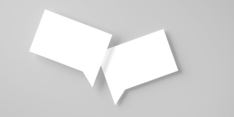 Two overlapping white empty speech bubble or balloon over grey background with shadow template