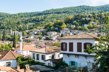 View over Sirince mountain village in Izmir province of Turkey.