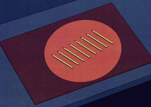 Pencils On Table Illustration