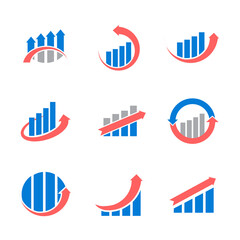 Chart icons set isolated on white background. Collection of chart icons for web site, app, logo and print presentation. Chart icon, vector illustration
