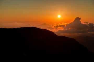 beautiful sunset in the mountains of Krasnaya Polyana