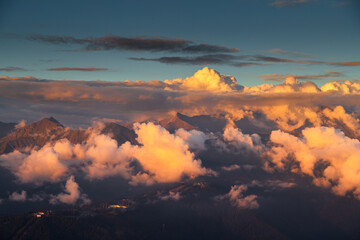 beautiful sunset in the mountains of Krasnaya Polyana