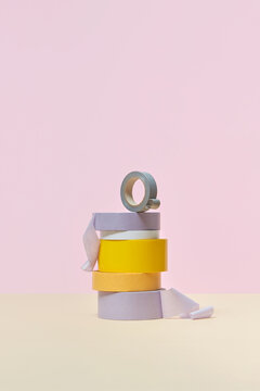 Colored paper tapes in stack