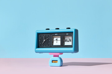 Blue antique calendar clock