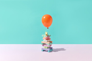 Chalk pieces and balloon