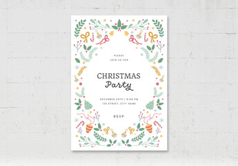Christmas Greetings Card with Illustrated Border Elements