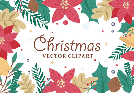 Christmas Leaves Foliage Clipart Illustrations