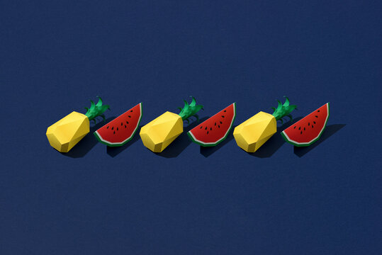 Pineapple Watermelon Fashion Hipster on blue