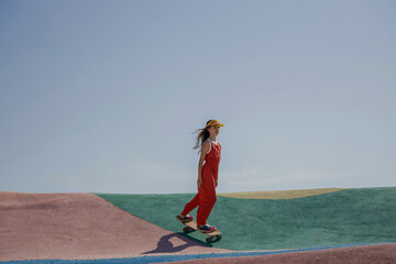 Girl riding skateboard