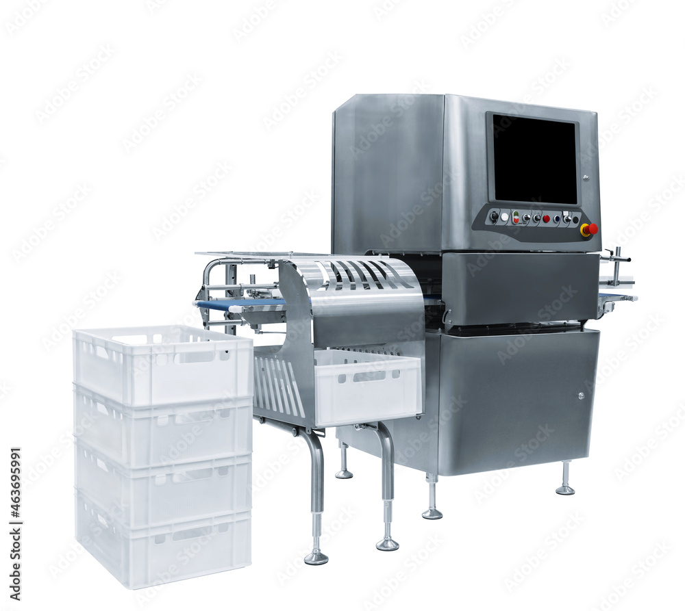 Poster industrial line for packaging of bakery products. packing of bread at the factory.the machine for cu