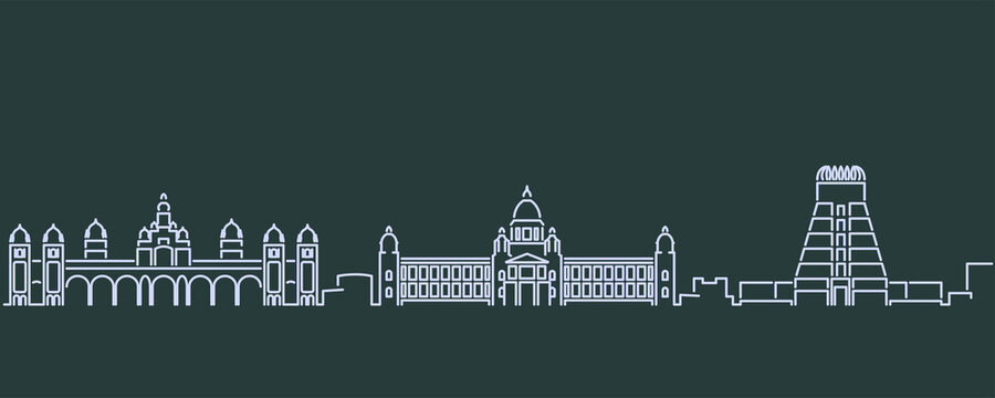 Mysuru Single Line Skyline Profile