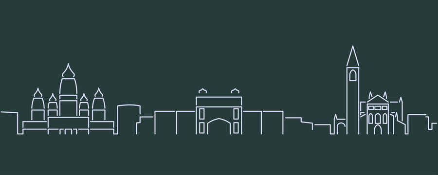 Kanpur Single Line Skyline Profile