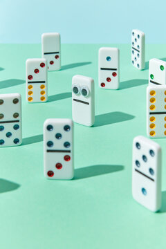 Closeup of domino piece with eyes