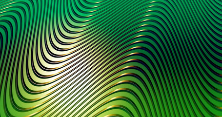 Green wave lines pattern. Abstract background. Green background waves of lines. Line background. 3d rendering.