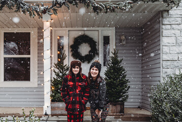 Christmas portrait of a brother and sister.