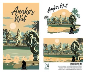 Angkor Buddhist temple in hot season of southeast Asia