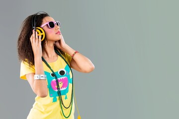 Fashion Portrait Woman with Makeup curly hair