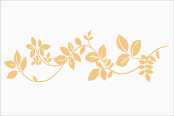 Small tree branch with gold autumn leaves. Vector realistic elements for decoration of wedding cards, birthday cards and design floral frame. Isolated on white background. - Vector