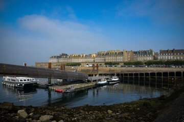 Fototapeta premium view on the harbor of st malo in the coast of armor on brittany