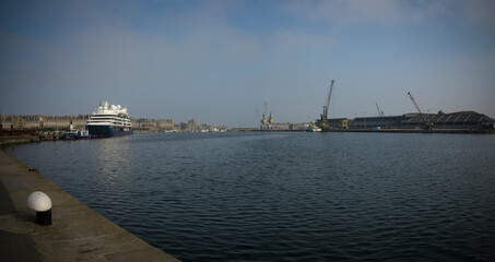 view on the harbor of st malo in the coast of armor on brittany