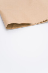 recycled brown Kraft paper folded on white background