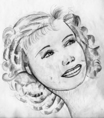 Art portrayal of sophisticated woman looking like a Hollywood movie star from the 40s. Pencil drawing.
