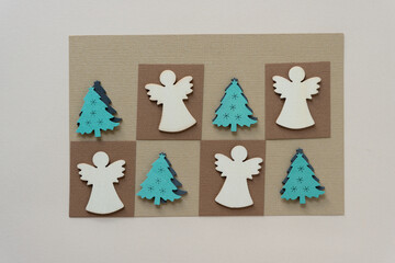 christmas decorative set - angels and christmas trees