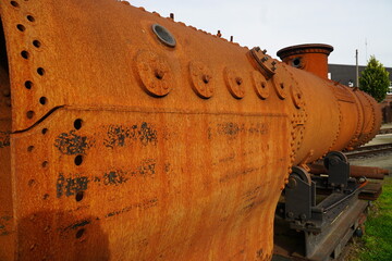 Wet steam boiler of an old locomotive meter gauge - locomotive, box - steam locomotive.  The...