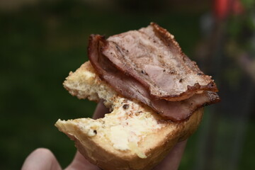 piece of bread and ham