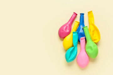 Colorful empty balloons on light background