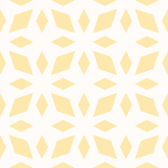 Geometric funky seamless pattern. Rhombus texture, elegant floral lattice, mesh, diamonds. Oriental traditional modern background. Yellow vector ornament used for design wallpaper, print, covers