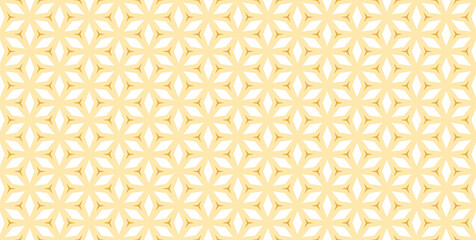 Colorful floral geometric grid pattern. Seamless minimalist linear  yellow, orange, white ornament with flower, diamond shapes. Vector illustration used for design wallpaper, wrapping, covers