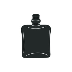 Fragance Bottle Icon Silhouette Illustration. Cologne Vector Graphic Pictogram Symbol Clip Art. Doodle Sketch Black Sign.