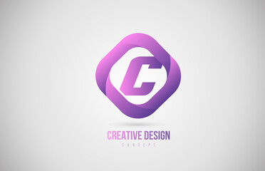 pink C alphabet letter logo. Creative design template for icon