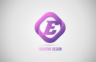 pink E alphabet letter logo. Creative design template for icon
