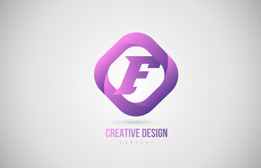 pink F alphabet letter logo. Creative design template for icon