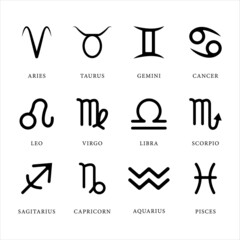 set of zodiac horoscope logo line art minimalist vector illustration template icon design. bundle collection of various zodiac sign Mysticism star signs and astrology