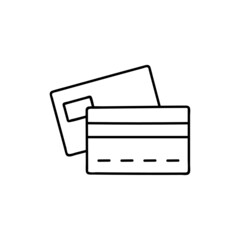 Credit Card icon  in flat black line style, isolated on white background 