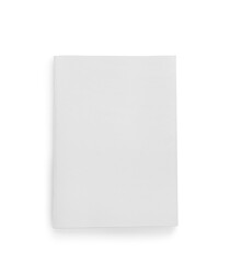 Blank magazine on white background, top view