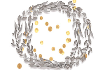 Illustration of abstract logo background with branches and small gold circles
