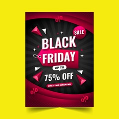 flat black friday vertical poster template vector design illustration