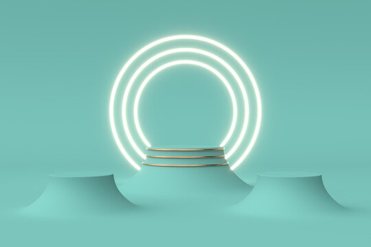 3D Showcase Podium - Teal Ring Glow