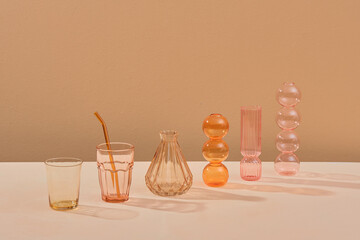 Clean diverse of glassware and vases different shape
