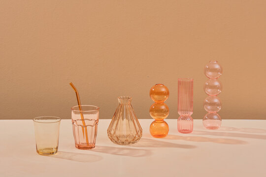 Clean diverse of glassware and vases different shape