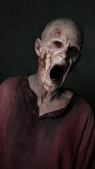 Screaming  Zombie Ghoul with wounds