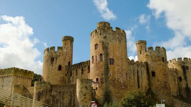 Revealing Conwy Castle, in Conwy, North Wales, UK, built by Edward I, during his conquest of Wales, between 1283 and 1289