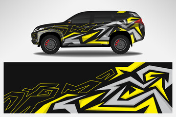 Car  wrap design race livery vehicle decal vector. Graphic abstract stripe racing background kit designs for vehicle, race car, rally, adventure and livery