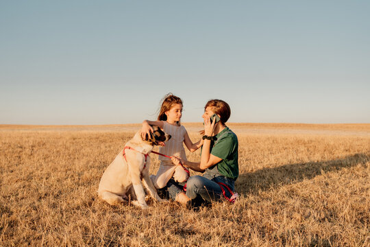Mother calling at field 