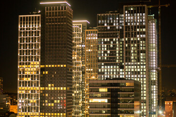 Fototapeta na wymiar megalopolis high-rise buildings glow at night